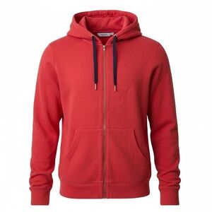 Peloton Full Zip Hoodie Red Large Logo Back Fleece Loungewear Sweatshirt Womens